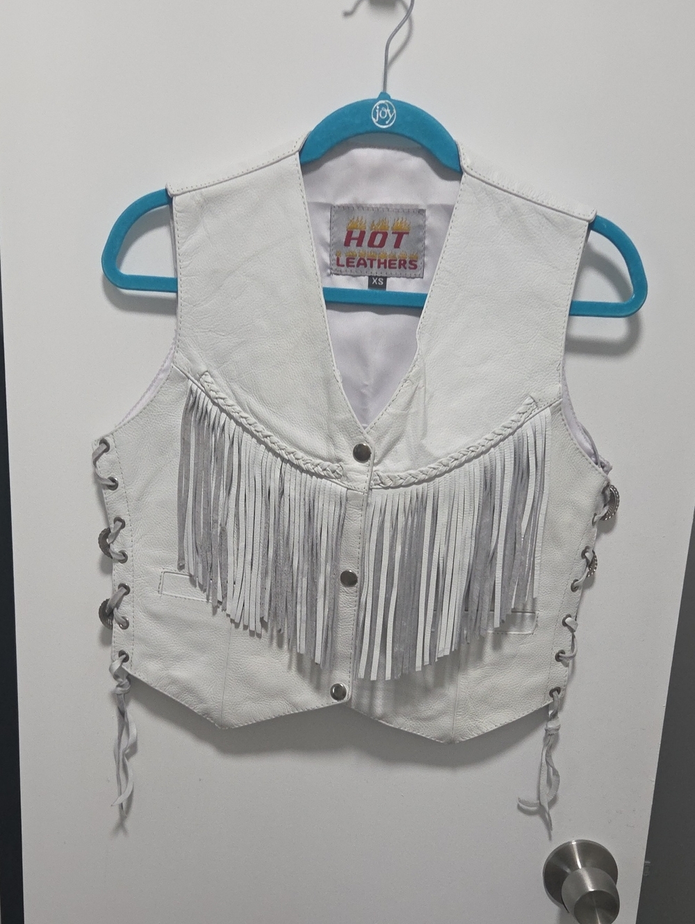 Hot Leathers White Fringe Leather Vest